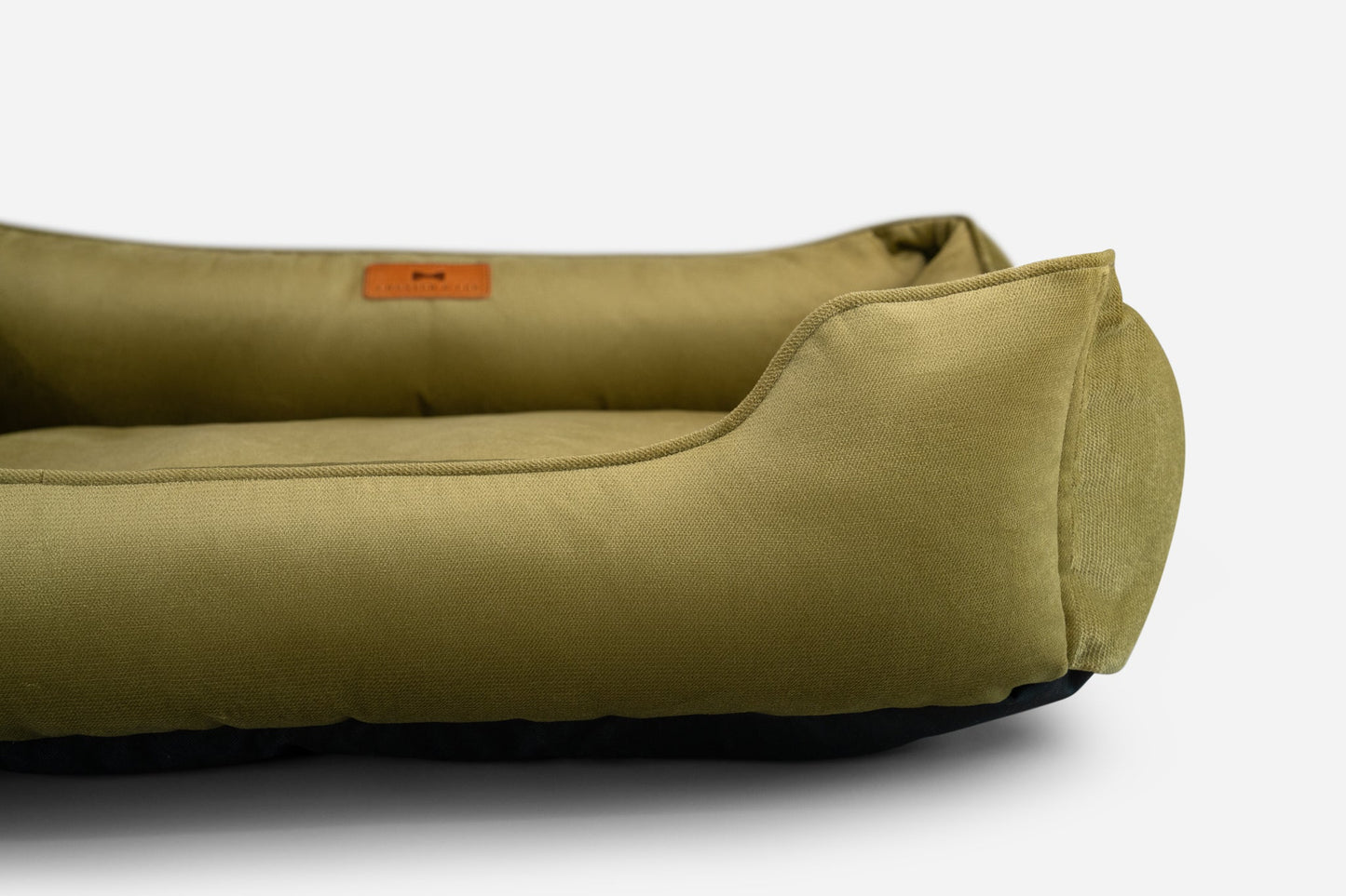 Luxurious Olive Velvet Dog Sleeper Bed