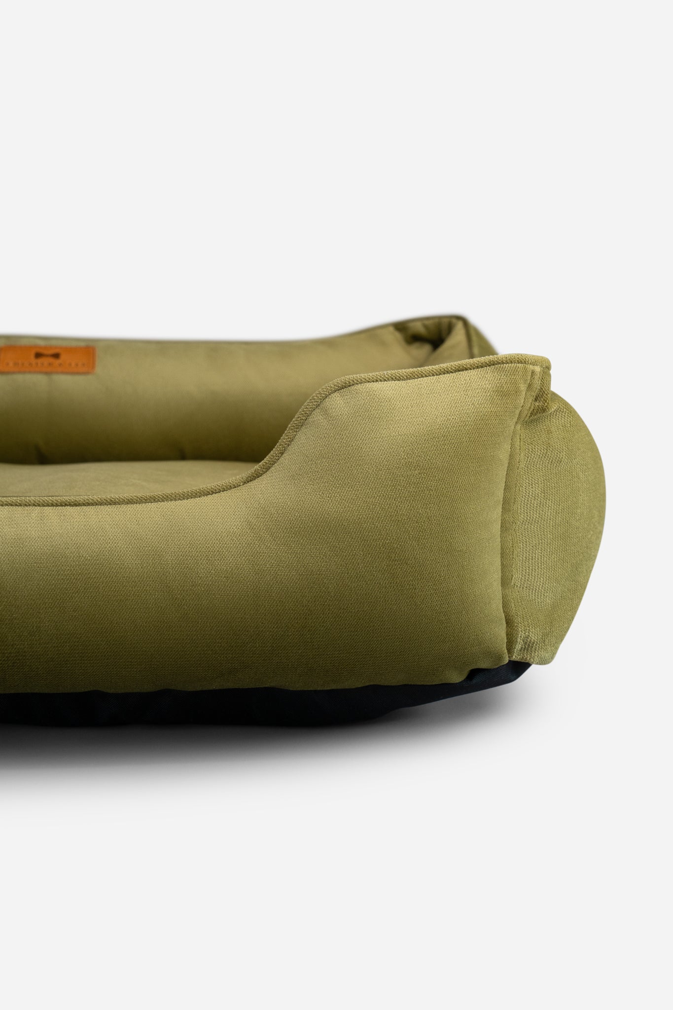 Luxurious Olive Velvet Dog Sleeper Bed