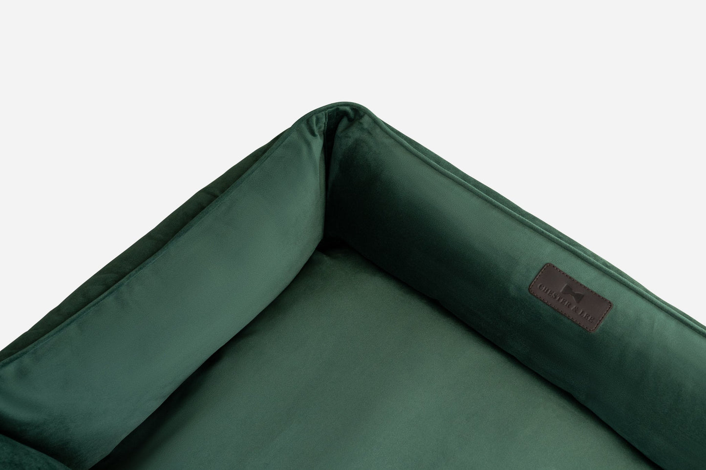 Lit pour chien en velours luxueux avec nid d'oiseau en vert émeraude