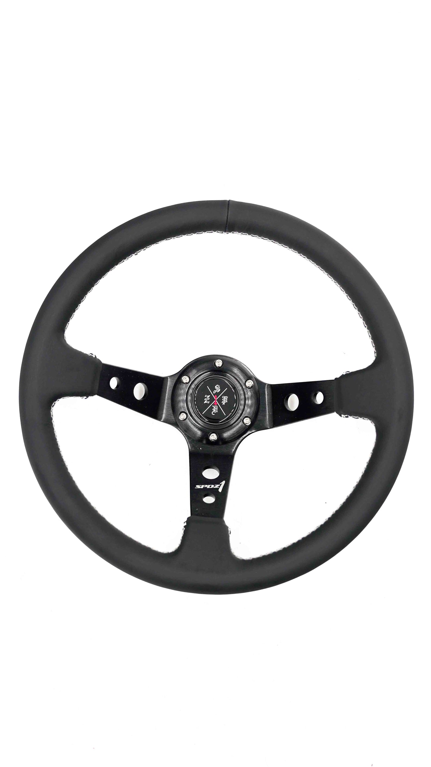 SPDZ1 Premium White Stitch Steering Wheel - Korvel