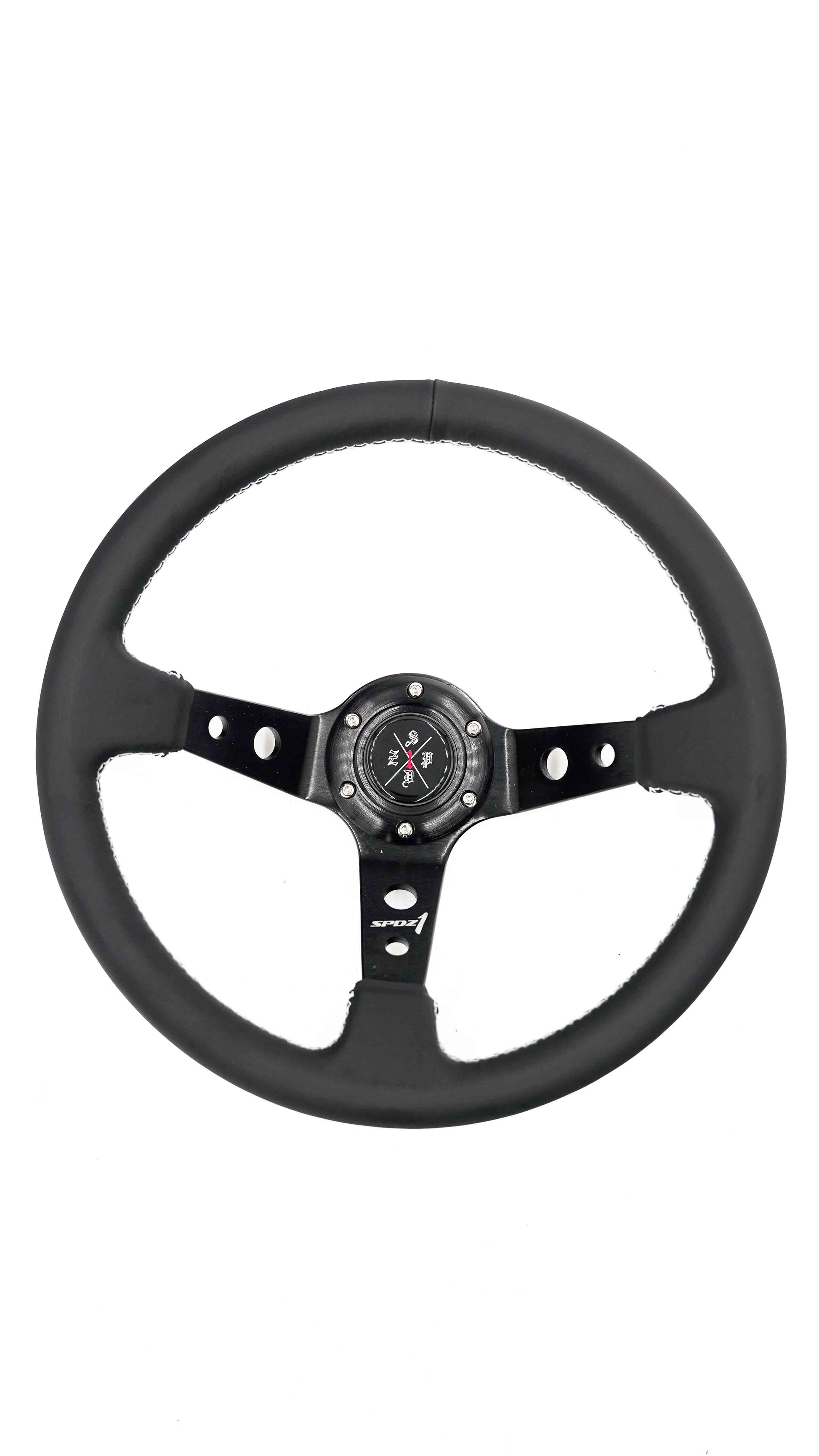 SPDZ1 Premium White Stitch Steering Wheel - Korvel