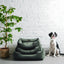 Lit pour chien en velours luxueux avec nid d'oiseau en vert émeraude