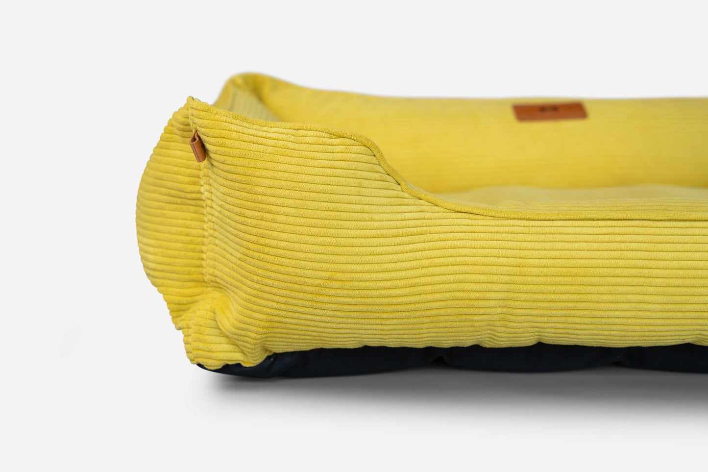 Cama para perros de lujo de corduroy amarillo soleado