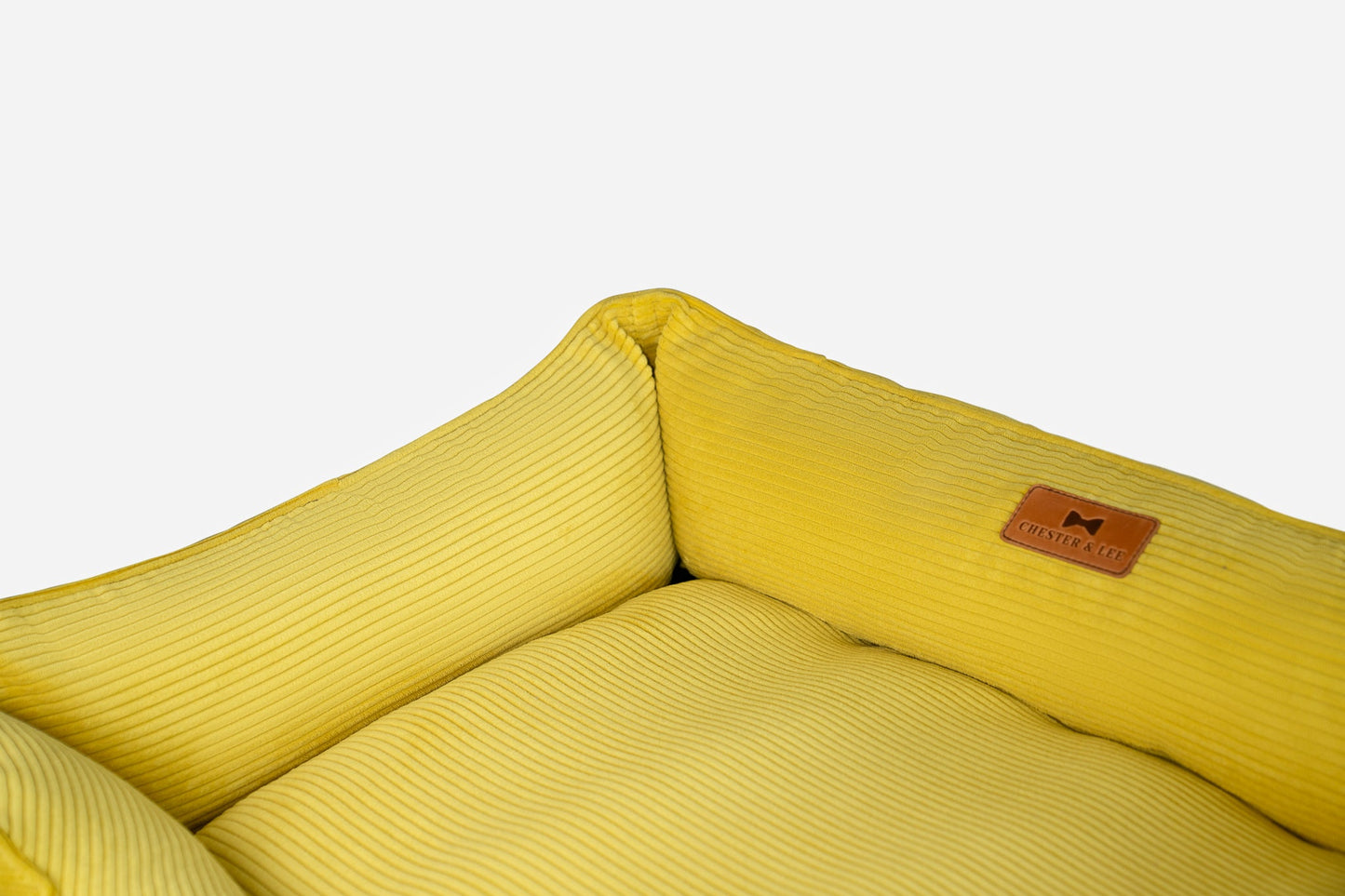 Cama para perros de lujo de corduroy amarillo soleado