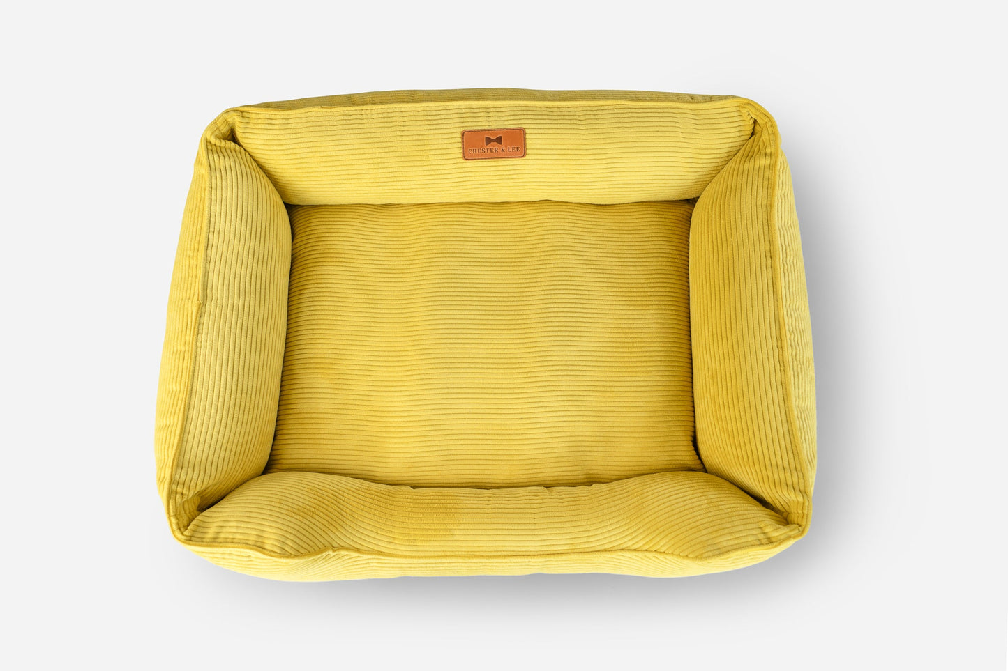 Cama para perros de lujo de corduroy amarillo soleado