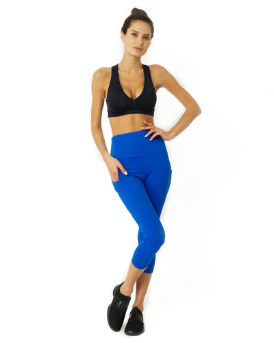 Leggings Capri de Yoga Taille Haute - Bleu Ciel