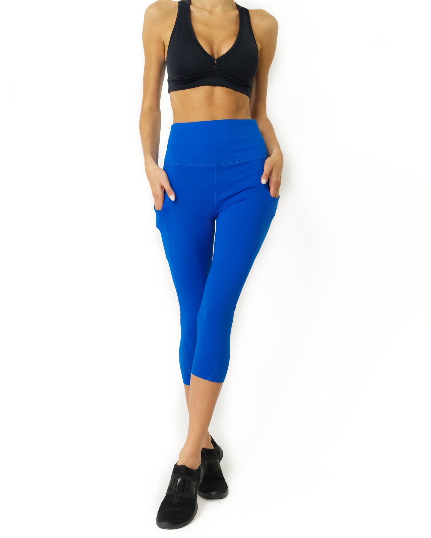 Leggings Capri de Yoga de Cintura Alta - Azul Cielo
