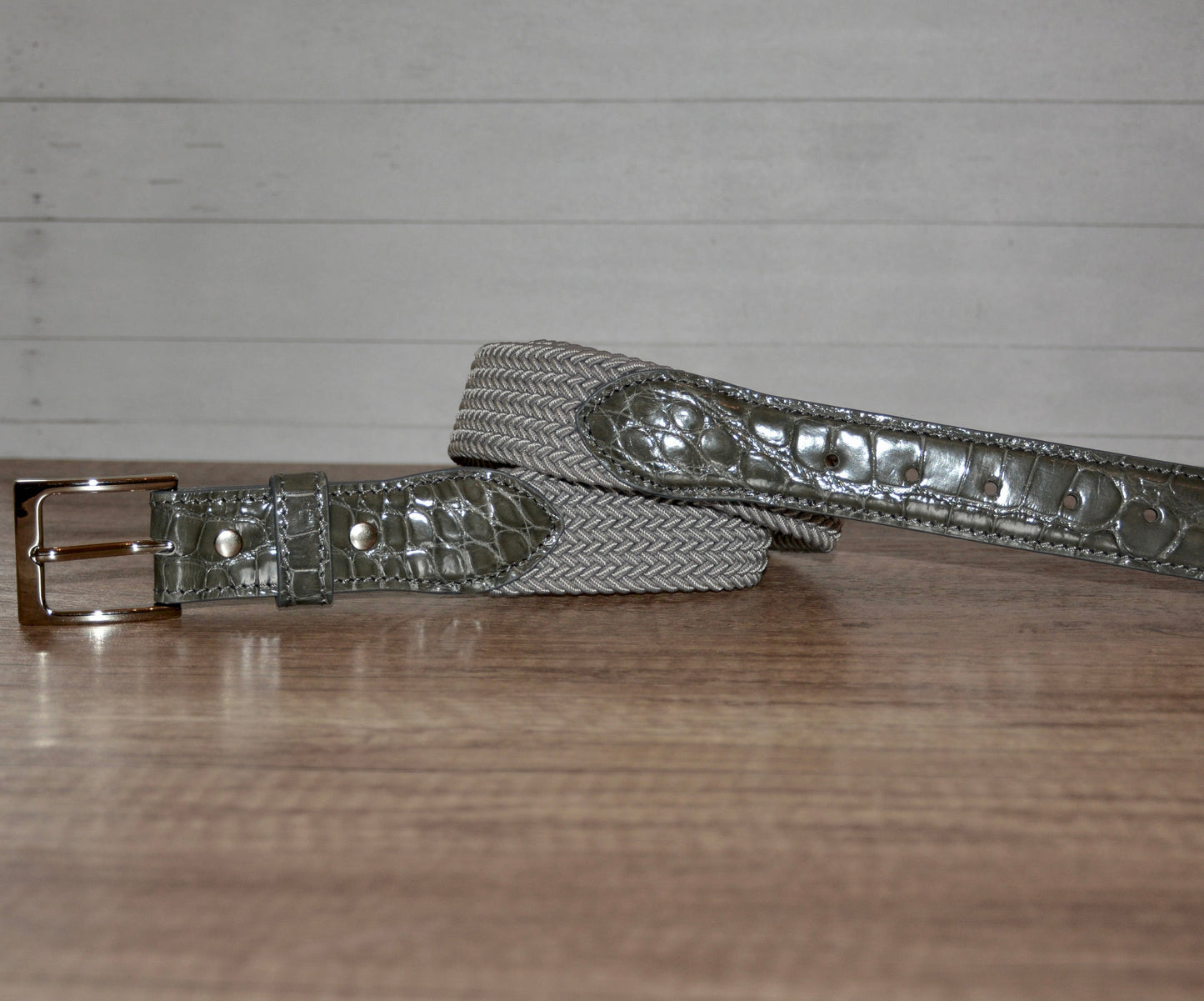 The Stretch Belt in Grey & White