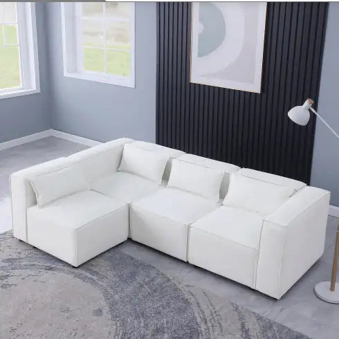 Sofá Modular Beige Chenille Elegante - Suave y Versátil