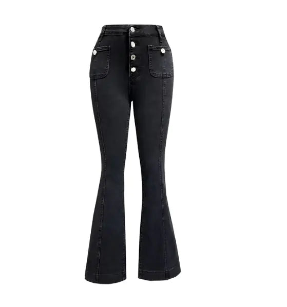 Women's Patchwork Slim Fit Flared Jeans