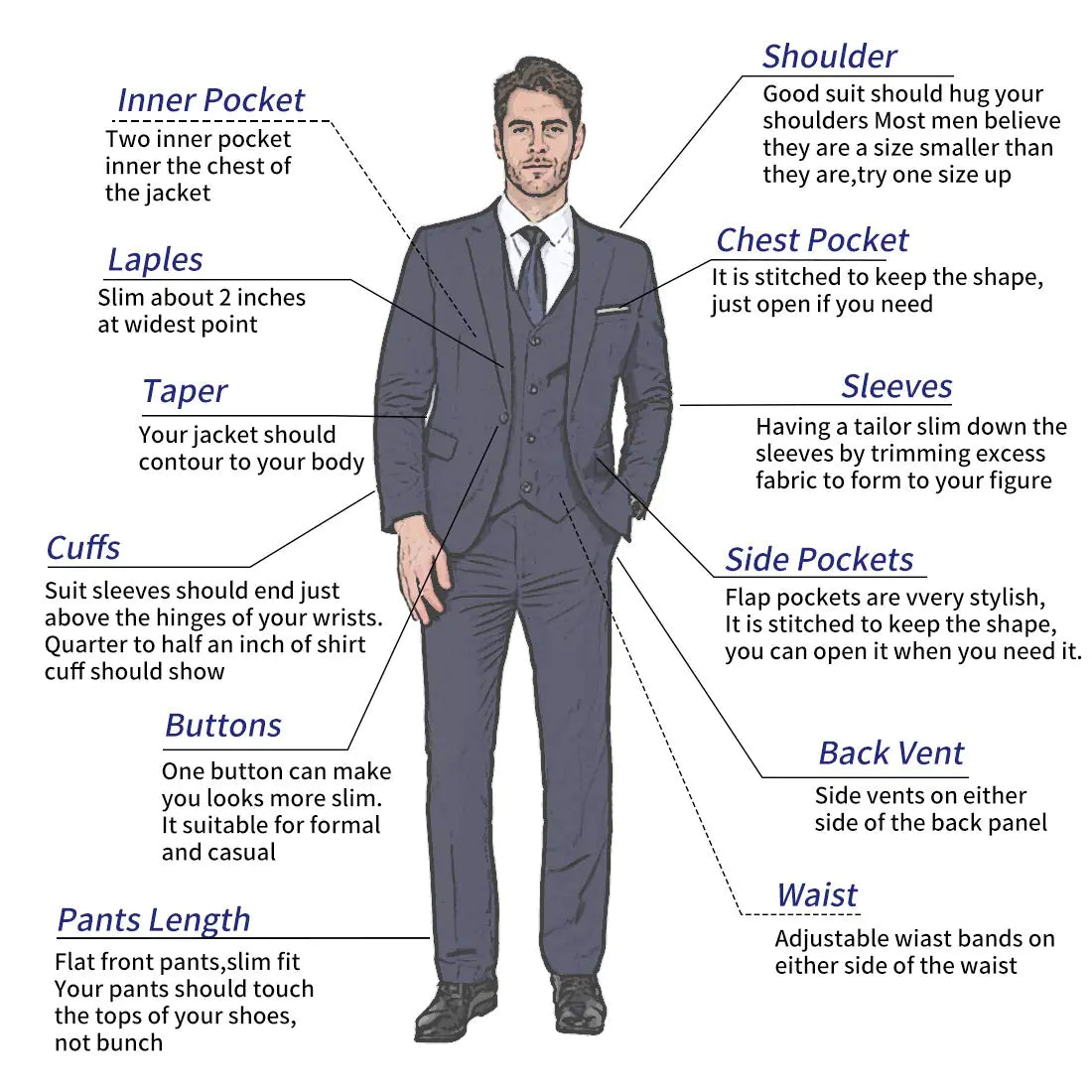 MAGE MALE Men's 3-Piece Slim Fit Suit in Medium Yellow