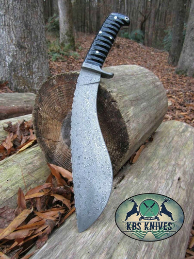 Authentic Damascus Kukri Sword with Buffalo Horn Grip - Korvel