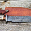 Authentic 1800s Bowie Knife – 15" Damascus Steel Blade with Stag Horn Handle & Leather Sheath - Korvel