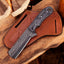 Exquisite Damascus Bull Cutter Knife - 8" Unique Teardrop Blade with Luxurious Black Wood Handle - Korvel