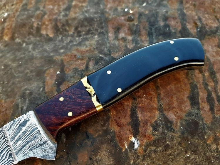 Premium Custom Damascus Steel Fillet Knife – 13-Inch Buffalo Horn & Rosewood Grip - Korvel