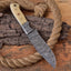 Whitetail Warrior - Premium Custom Damascus Steel Hunting Knife with Bone Grip - Korvel
