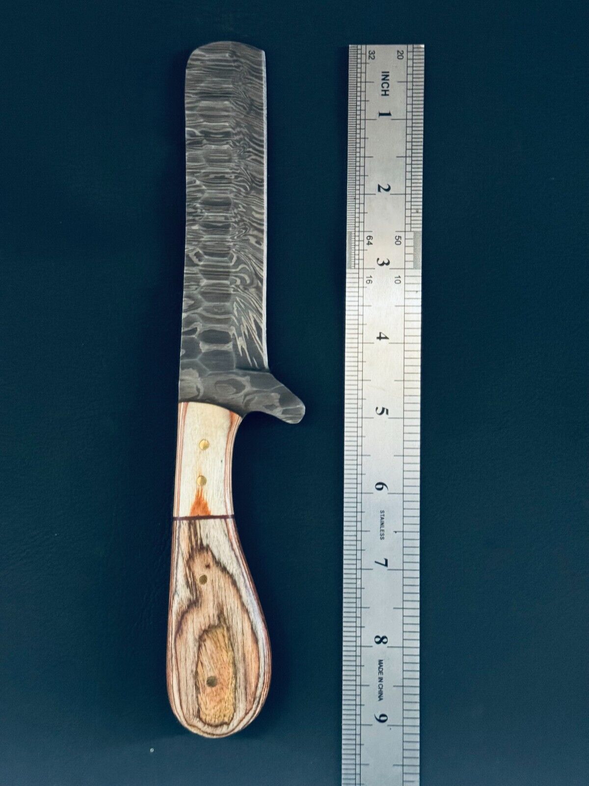 Premium Cowboy Bull Cutter Knife | 5" Damascus Steel Blade with Ergonomic Pakkawood Handle - Korvel