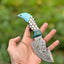 Artisan Damascus Steel Guthook Knife – 7.5” Resin Handle with Leather Sheath - Korvel