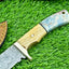 Artisan Damascus Steel Hunting Knife – Olive Wood & Resin Grip with Leather Sheath - Korvel