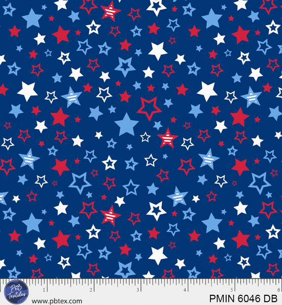 Tissu en coton mini patriotiques bleu foncé - 44"/45" par yard