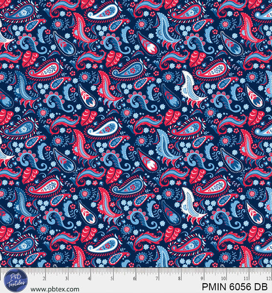 Dark Blue Patriotic Minis Cotton Fabric - 44"/45" Per Yard