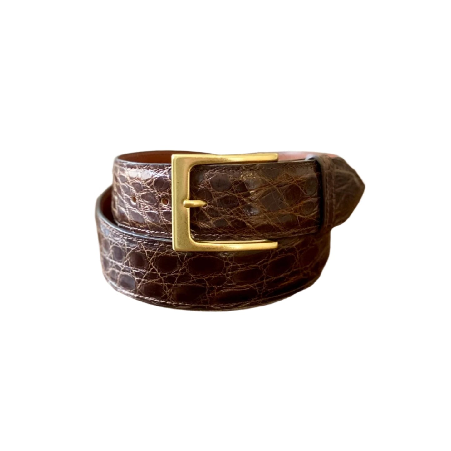 Ceinture en cuir pleine peau glacée marron foncé premium
