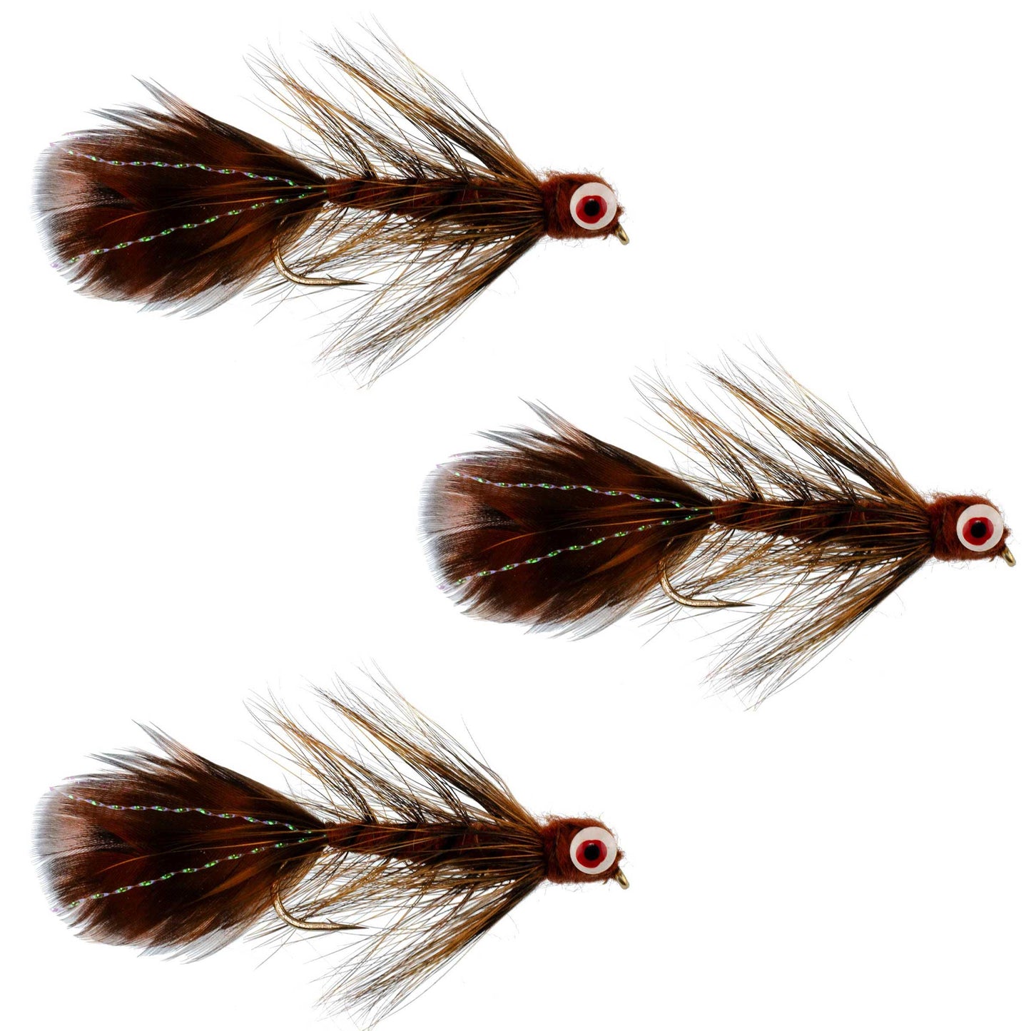 Paquet de 3 mouches de streamer Whitlock Near Nuff Sculpin Brown taille 4