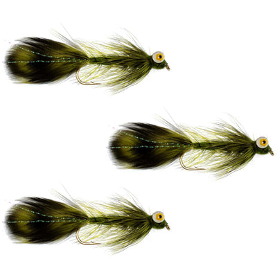 Paquet de 3 mouches de streamer Whitlock Near Nuff Sculpin Olive Taille 4