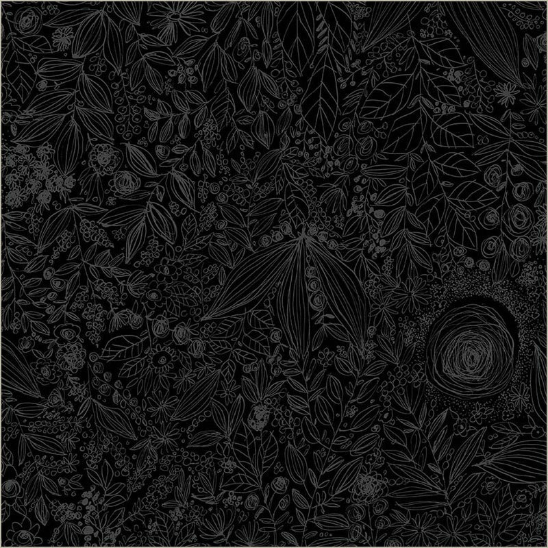 Tissu en coton large noir sur noir Daydream au mètre