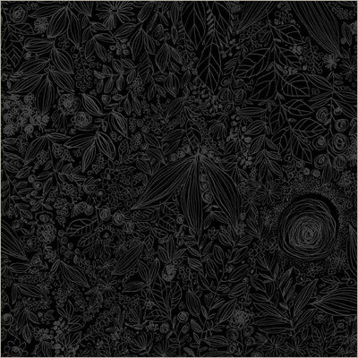 Tela de algodón Daydream negra sobre negra de ancho amplio por yarda