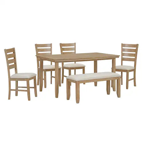 Conjunto de Mesa de Comedor Rústico TREXM para 6