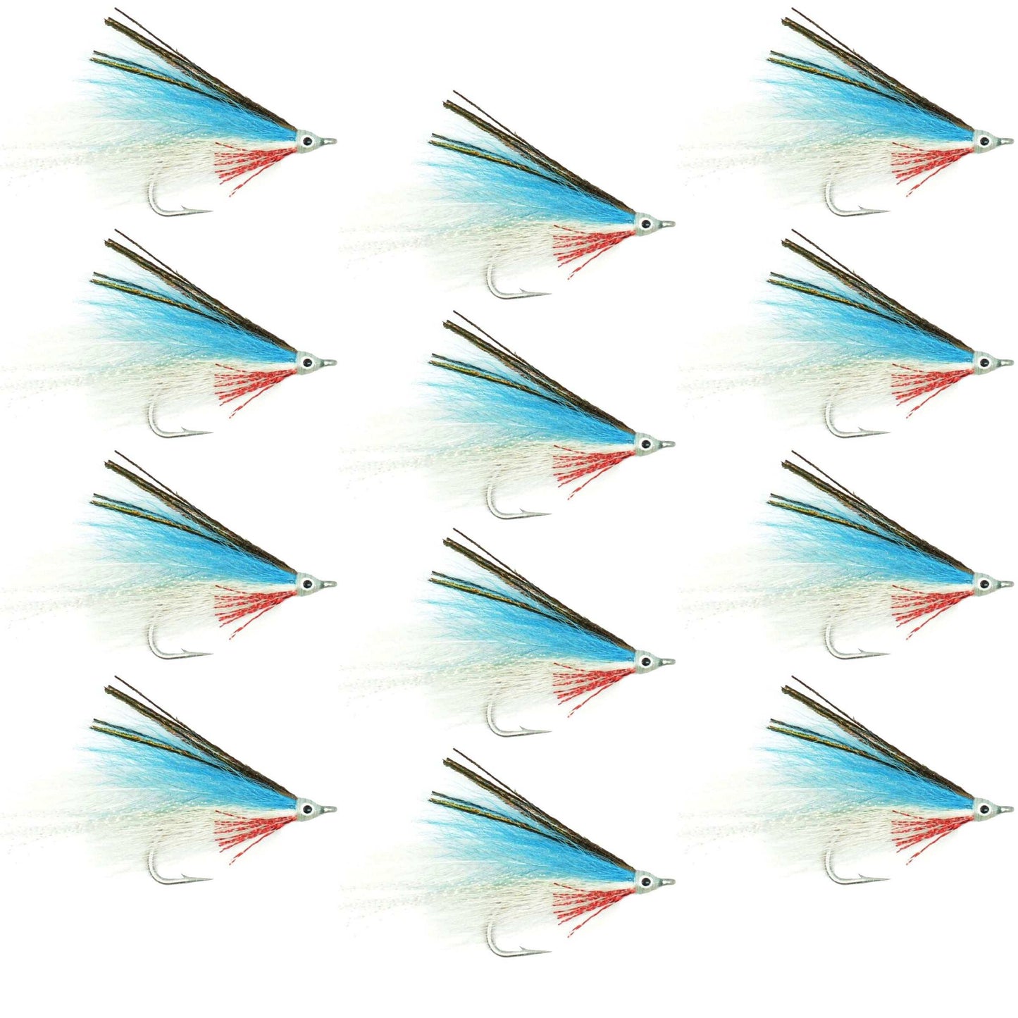 Premium Blue/White Deceiver Saltwater Streamer Flies - 1 Dozen Size 1/0 - Korvel