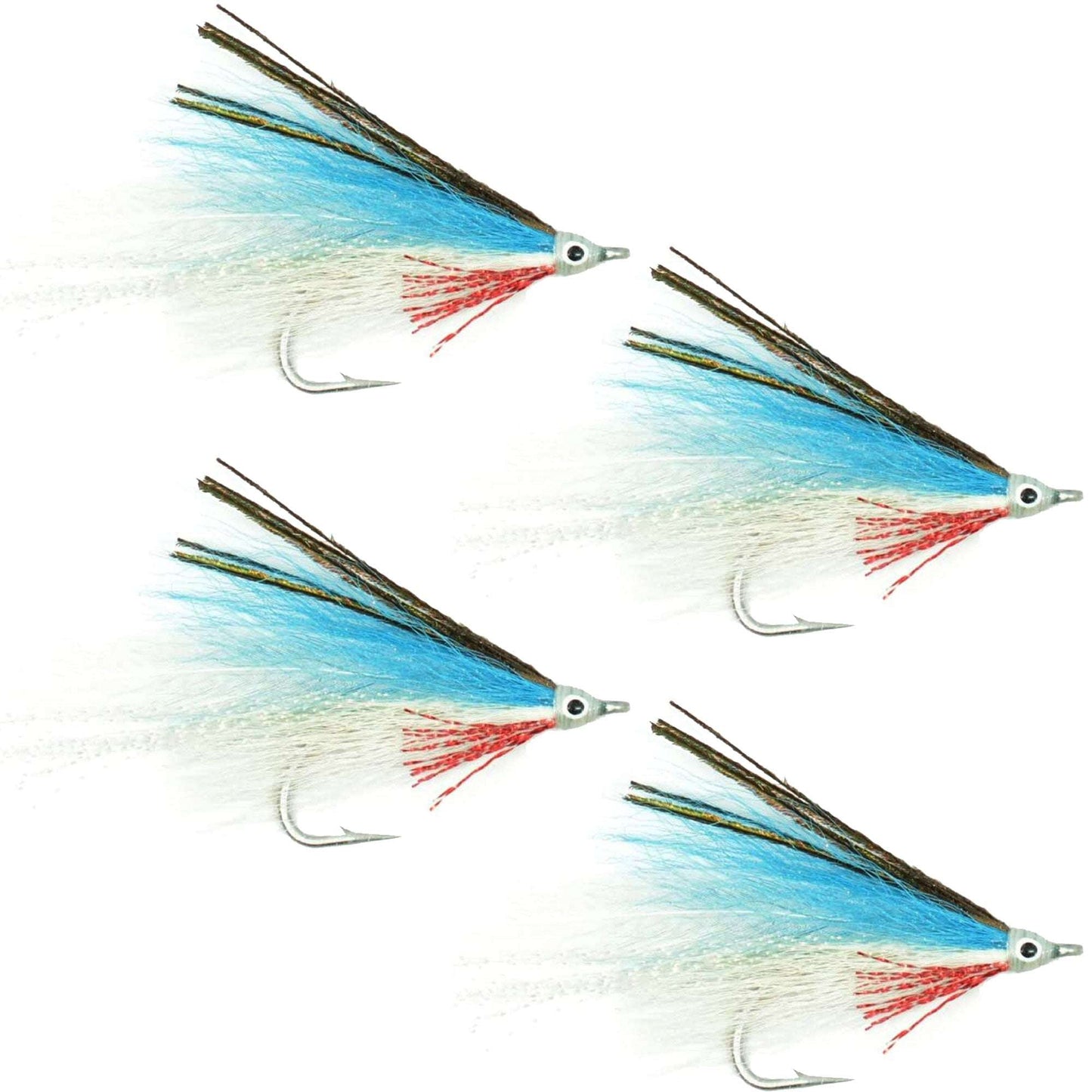 Lefty's Deceiver Saltwater Streamer Fly - Blue/White - Set of 4 (Hook Size 1/0) - Korvel