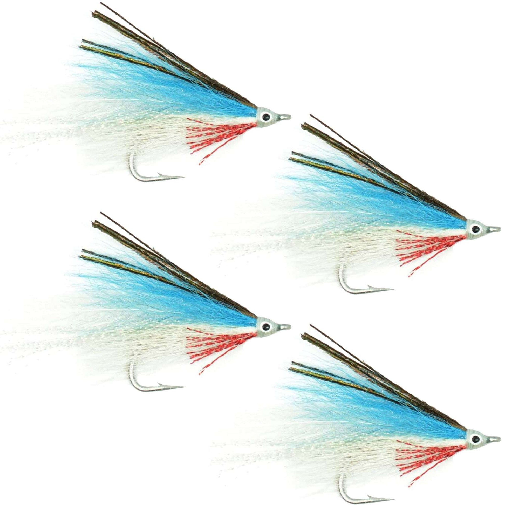 Lefty's Deceiver Saltwater Streamer Fly - Blue/White - Set of 4 (Hook Size 1/0) - Korvel