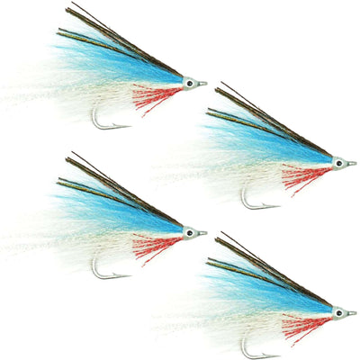 Lefty's Deceiver Saltwater Streamer Fly - Blue/White - Set of 4 (Hook Size 1/0) - Korvel