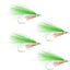 Premium Green/White Deceiver Saltwater Streamer Flies - Set of 4 (Size 1/0) - Korvel
