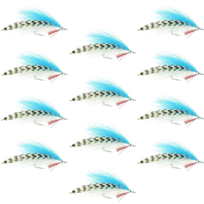 Mosca de streamer de agua salada Lefty's Deceiver - Azul/Blanco/Grizzly - 1 docena de anzuelos tamaño 1/0