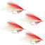 Lefty's Deceiver Saltwater Streamer Flies - Red/White - Set of 4 (Size 1/0) - Korvel