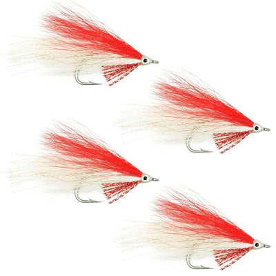 Lefty's Deceiver Saltwater Streamer Flies - Red/White - Set of 4 (Size 1/0) - Korvel