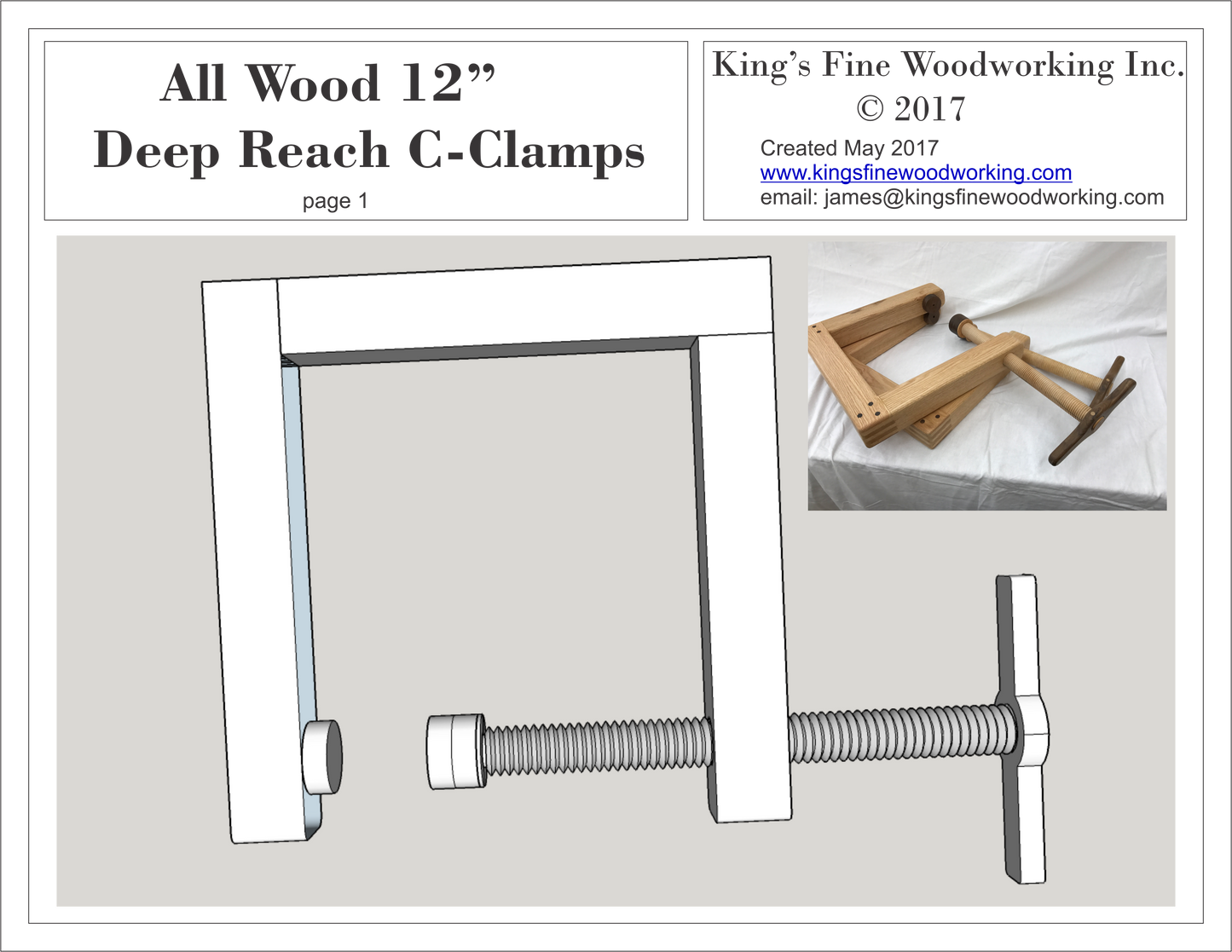 Plans de C-Clamp à Portée Profonde - Design Tout Bois de 12"