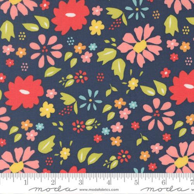 Tela de algodón de ancho amplio Navy Delightfully Yours por yarda