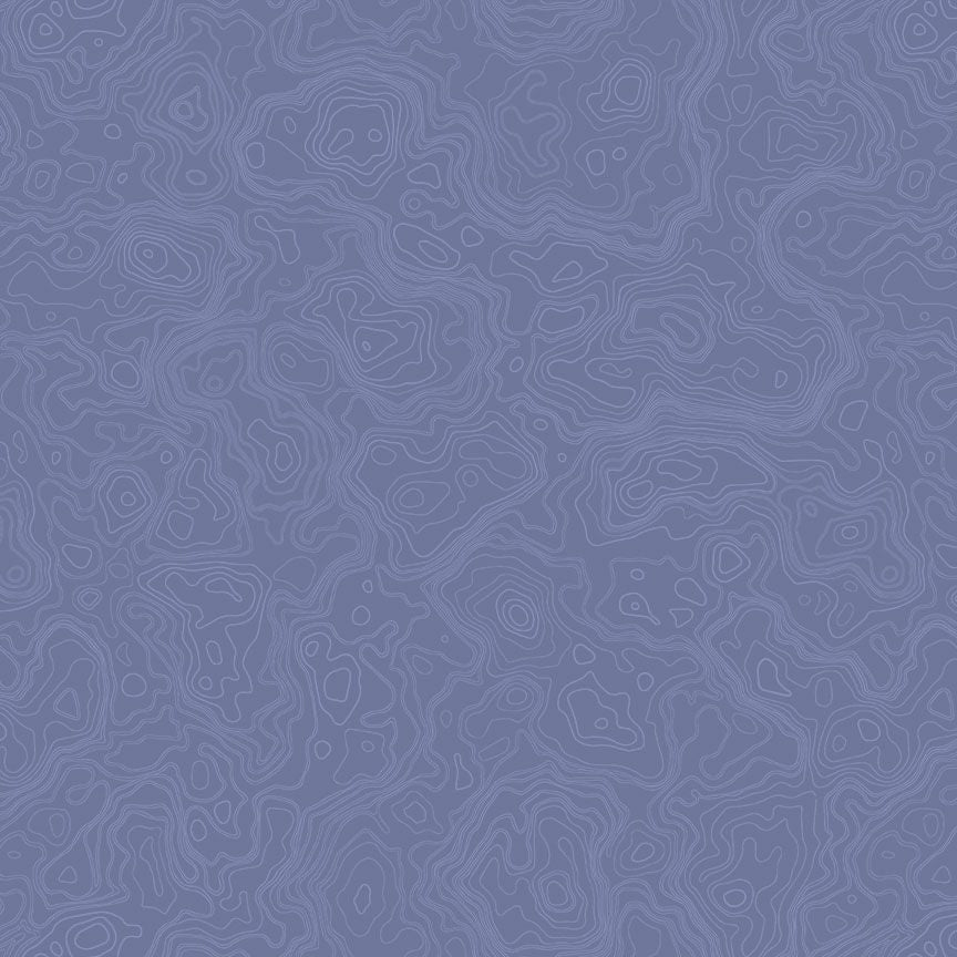 Denim Topography Map Path to Freedom Cotton Fabric