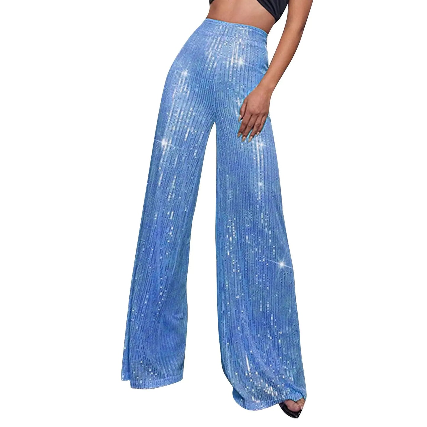 Pantalons à sequins larges étincelants pour femmes