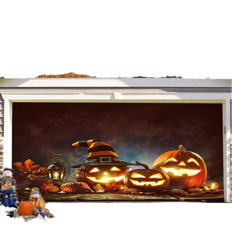 Banner de puerta de garaje Halloween Bosque Nebuloso