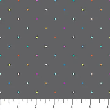 Tela de algodón Ditsy Dots Gray Multi Dewfall - 44"/45" por yarda