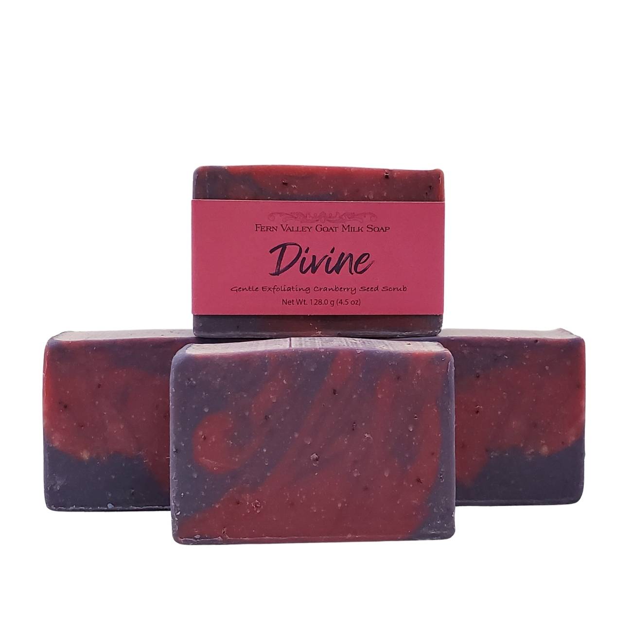 Natural Goat Milk Soap | Exfoliating Cranberry-Seed Scrub | Divine - Musky Floral Scent - Korvel