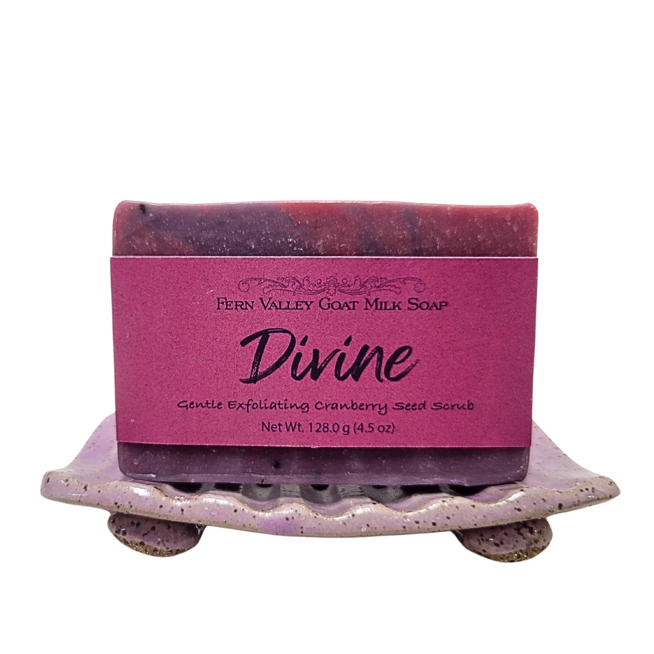Natural Goat Milk Soap | Exfoliating Cranberry-Seed Scrub | Divine - Musky Floral Scent - Korvel