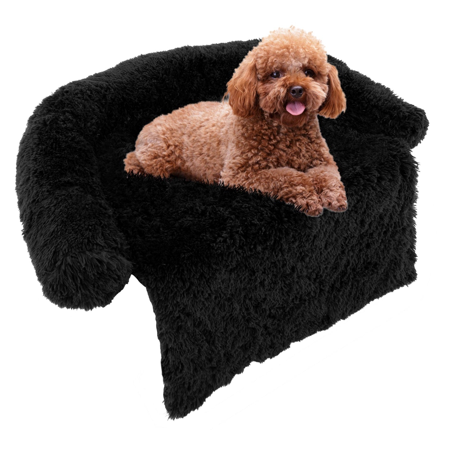 Cama Sofá de Perro de Felpa Calmante con Fondo Antideslizante