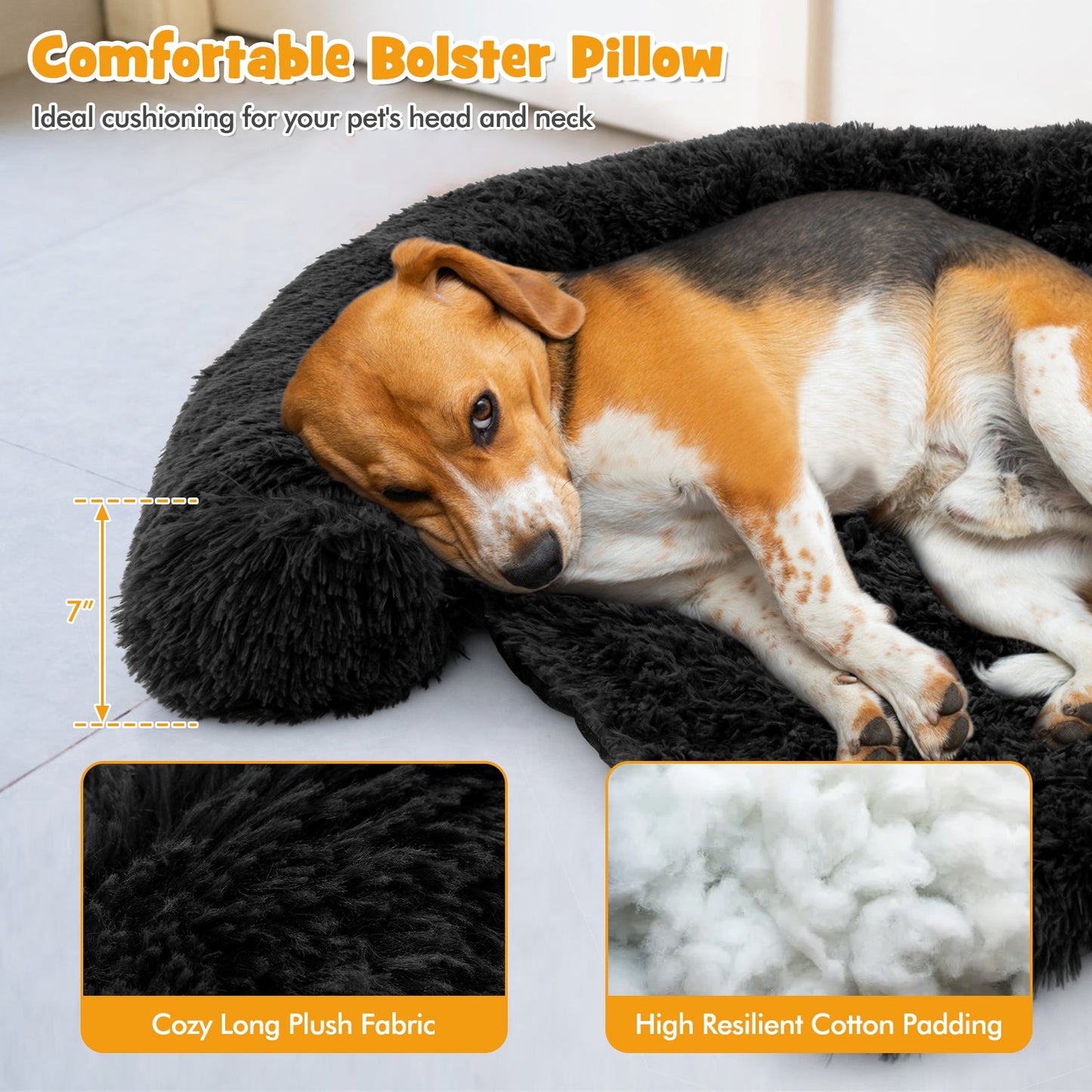Cama Sofá de Perro Calmante de Felpa con Fondo Antideslizante - Mediana