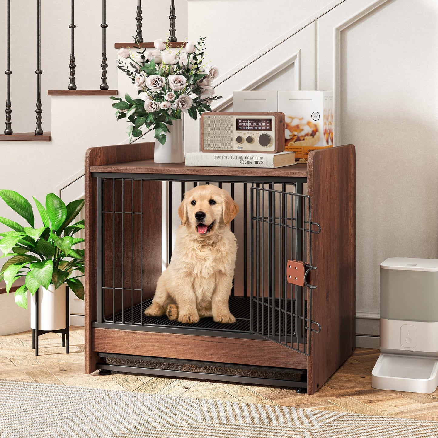 Gbruno Indoor Dog Crate with Removable Tray & Lockable Door